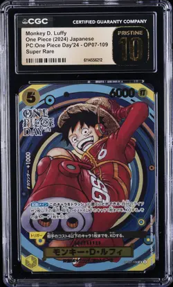 2024 ONE PIECE JPN PC ONE PIECE DAY '24 #OP07-109 MONKEY D LUFFY CGC 10 PRISTINE - Image 1