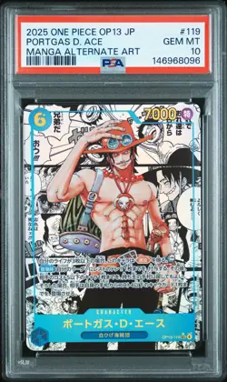 2025 ONE PIECE JPN CARRYING ON HIS WILL MANGA ALT ART #119 PORTGAS D. ACE PSA 10 - Image 1