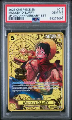 2025 ONE PIECE JPN 2ND ANNIVERSARY SET #015 MONKEY D. LUFFY PSA 10 - Image 1