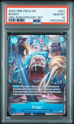 2025 ONE PIECE ENGLISH VERSION 2ND ANNIVERSARY SET #051 BUGGY PSA 10 - Image 1
