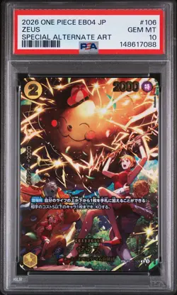 2026 ONE PIECE JPN EB04-EGGHEAD CRISIS SPECIAL ALTERNATE ART #106 ZEUS PSA 10 - Image 1