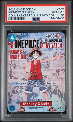 2026 ONE PIECE PROMOS COLLEGE BASKETBALL : US VOYAGE MONKEY D. LUFFY PSA 10 - Image 1