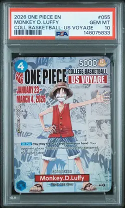 2026 ONE PIECE PROMOS COLLEGE BASKETBALL: US VOYAGE MONKEY D. LUFFY PSA 10 - Image 1