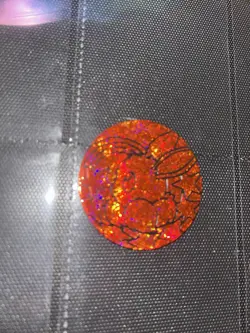 Pokemon Prismatic Evolutions Tin JUMBO Coin + Card Flareon Red Eevee Coin - Image 1
