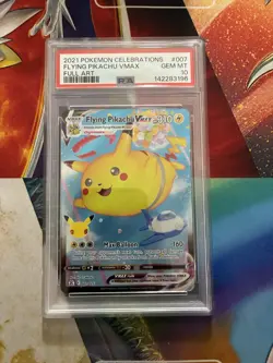 POKEMON CARD 2021 CELEBRATIONS #007 FULL ART/FLYING PIKACHU VMAX PSA 10 - Image 1