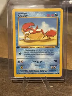 1999 Pokemon 1st Edition Krabby 51/62 Fossil Set NM WOTC Vintage Card - Image 1
