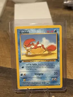 1999 Pokemon 1st Edition Krabby 51/62 Fossil Set NM WOTC Vintage Card - Image 2