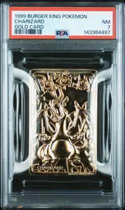 1999 BURGER KING POKEMON GOLD CARDS CHARIZARD PSA 7 - Image 1