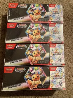4 Sam’s Club Pokemon Prismatic Evolutions Surprise Box & Booster Bundle Lot Sams - Image 1