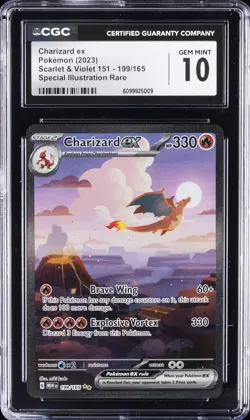 2023 POKEMON 151 SPECIAL ILLUSTRATION RARE SIR HOLO #199 CHARIZARD EX CGC 10 - Image 1