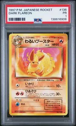 1997 POKEMON JPN ROCKET #136 DARK FLAREON PSA 1 - Image 1
