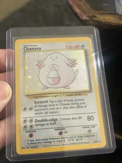 Pokemon Chansey 3/102 Base Set Holo Rare Basic 120HP Ken Sugimori English - Image 1