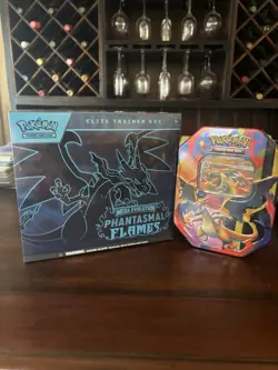 Pokemon TCG Phantasmal Flames ETB + Mega Charizard ex Y Tin New Sealed - Image 1