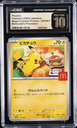 2025 POKEMON MEGA EVOLUTION MCDONALDS PROMOTION #020/M-P PIKACHU CGC 10 PRISTINE - Image 1