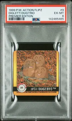 1999 POKEMON ACTION FLIPZ PREMIER EDITION #9 DIGLETT/DUGTRIO PSA 6 - Image 1