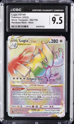 2022 POKEMON SILVER TEMPEST RAINBOW RARE HOLO #202 LUGIA VSTAR CGC 9.5 - Image 1