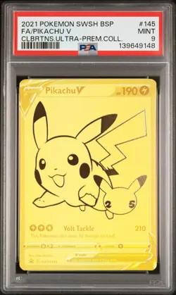 2021 POKEMON SWSH BLACK STAR PROMO #145 FULL ART/PIKACHU V PSA 9 - Image 1