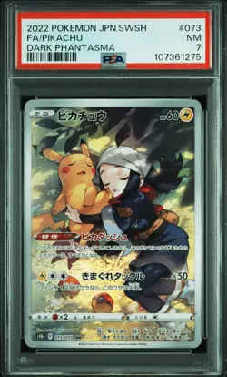 2022 POKEMON JPN SWORD & SHIELD DARK PHANTASMA #073 FULL ART/PIKACHU PSA 7 - Image 1