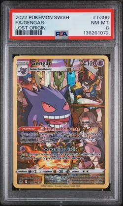 2022 POKEMON SWORD & SHIELD LOST ORIGIN #TG06 FULL ART/GENGAR PSA 8 - Image 1