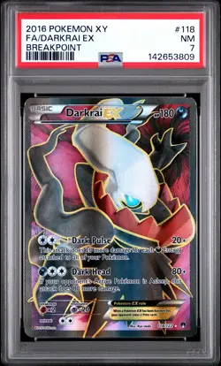 2016 POKEMON XY BREAKPOINT #118 FULL ART/DARKRAI EX PSA 7 - Image 1