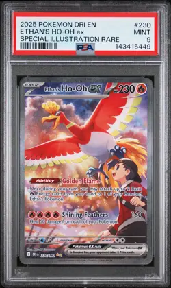 2025 POKEMON DESTINED RIVALS SPECIAL ILLUSTRATION RARE ETHAN'S HO-OH EX PSA 9 - Image 1