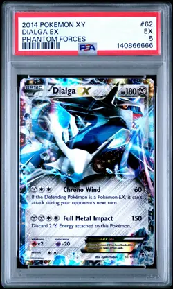 2014 POKEMON XY PHANTOM FORCES #62 DIALGA EX PSA 5 - Image 1