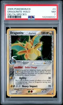 2005 POKEMON EX DELTA SPECIES #3 DRAGONITE-HOLO PSA 7 - Image 1