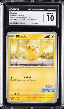 2025 POKEMON PROMO ILLUSTRATION CONTEST 2024 WINNER #214 PIKACHU CGC 10 - Image 1