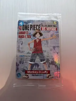 SEALED One Piece Monkey D. Luffy College Basketball US Voyage Promo Card MINT - Image 1