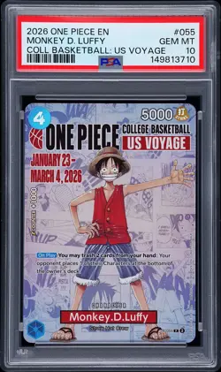 2026 ONE PIECE PROMOS COLLEGE BASKETBALL : US VOYAGE MONKEY D. LUFFY PSA 10 - Image 1