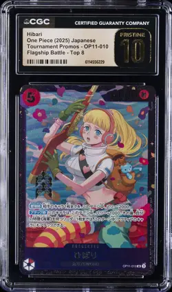 2025 ONE PIECE JAPANESE TOURNAMENT PROMO TOP 8 #OP11-010 HIBARI CGC 10 PRISTINE - Image 1