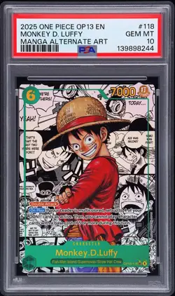 2025 ONE PIECE CARRYING ON HIS WILL MANGA ALT ART #118 MONKEY D. LUFFY PSA 10 - Image 1