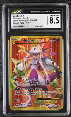 CGC 8.5 Mewtwo EX 2015 BREAKthrough 164/162 Secret Rare Holo Pokemon Card - Image 1