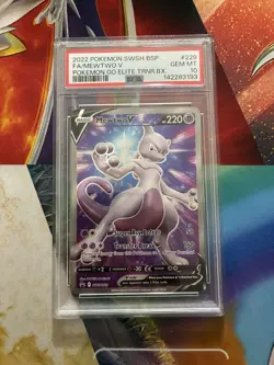 POKEMON CARD SWSH BLACK STAR PROMO #229 FULL ART/MEWTWO V PSA 10 2022 - Image 1