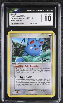 CGC 10 Azurill EX Delta Species 20/113 Reverse Holo STAMPED Pokemon Card - Image 1