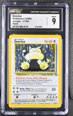 CGC 9 MINT Snorlax 1999 Jungle 11/64 Holo Pokemon Card - Image 1