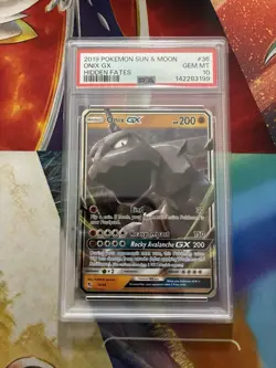Pokemon Card Sun & Moon Hidden Fates Onix GX #36 PSA 10 2019 Fire One Owner - Image 1