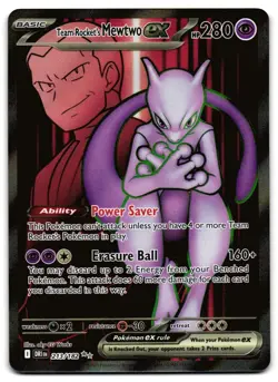 Team Rocket's Mewtwo ex 213/182 - Destined Rivals Pokemon TCG - M/LP Card - Image 1