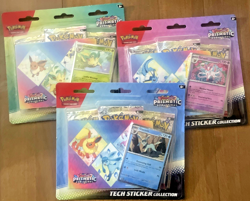 (Set of 3) Pokemon TCG Prismatic Evolutions Tech Sticker Collection New Sealed - Image 1