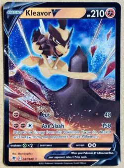 POKEMON SV ASTRAL RADIANCE TCG KLEAVOR V FULL ART RARE HOLO 087/189 NM+ - Image 1