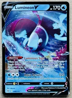 POKEMON BRILLIANT STARS LUMINEON V RARE HOLO 040/172 NM+ - Image 1