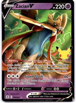 Pokemon TCG Zacian V 016/025 Celebrations Holo Rare Near Mint - Image 1
