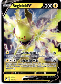 Pokemon TCG Regieleki V 057/195 Sword & Shield Silver Tempest Holo Near Mint - Image 1