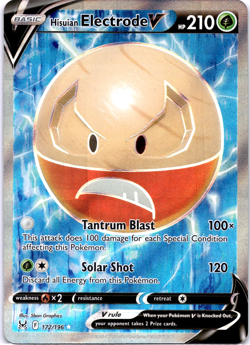 Pokemon TCG Hisuian Electrode V 172/196 Lost Origin Full Art Holo Near Mint - Image 1