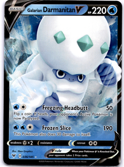 Pokemon TCG Galarian Darmanitan V 036/185 Vivid Voltage Holo Rare Near Mint - Image 1