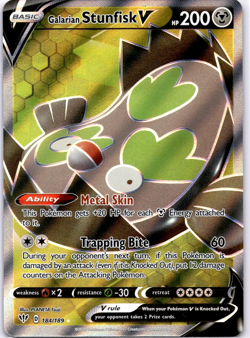 Pokemon TCG Galarian Stunfisk V 184/189 Darkness Ablaze Holo Rare Near Mint - Image 1