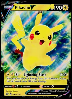 Pikachu V SWSH198 Jumbo Promo SWSH Black Star Pokemon Near Mint - Image 1