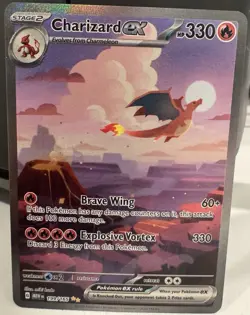 Pokemon TCG Charizard EX 199/165 Scarlet & Violet 151 English NM Condition - Image 1