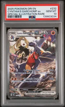 2025 POKEMON DRI EN-DESTINED RIVALS #232 CYNTHIA'S GARCHOMP EX PSA 10 - Image 1