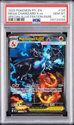 2025 POKEMON PFL EN-PHANTASMAL FLAMES #125 MEGA CHARIZARD X EX PSA 10 - Image 1